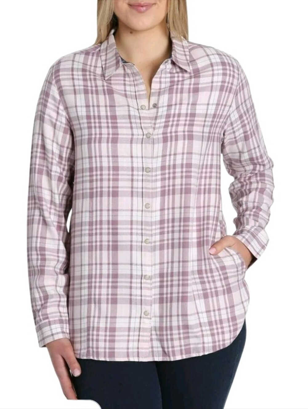 Jachs Girlfriend Women's Super Soft Feel Flannel Shirt Pockets  Pink, X-Large